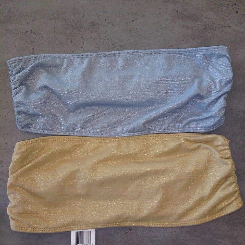 Set of 2 metallic tube tops
